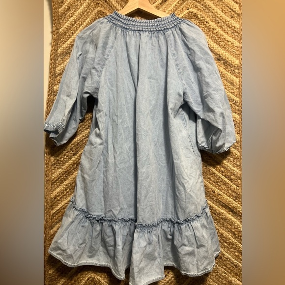 Elan Women's Faux Denim Smock Mini Dress,3/4 Puffy Sleeves, Size Small - Picture 4 of 11